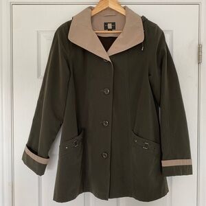 Gallery Olive Green Jacket With Detachable Hood and Liner Size Small
